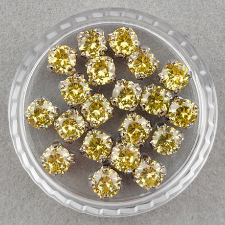 Фианиты шатоны в оправах, Golden Yellow/Rhodium