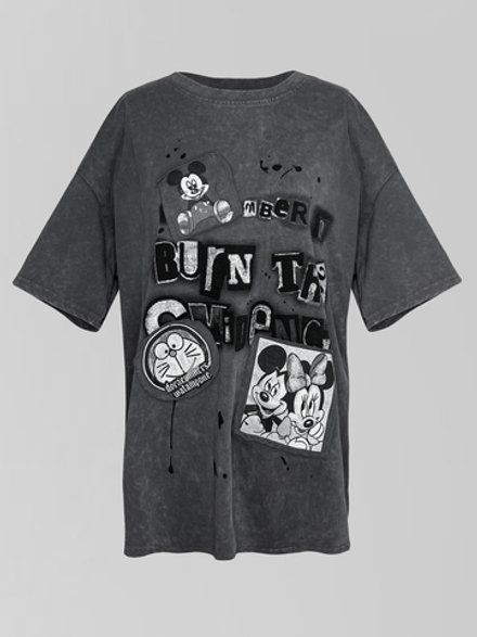 Футболка Xiyue 9236 удлиненная свободная с принтом