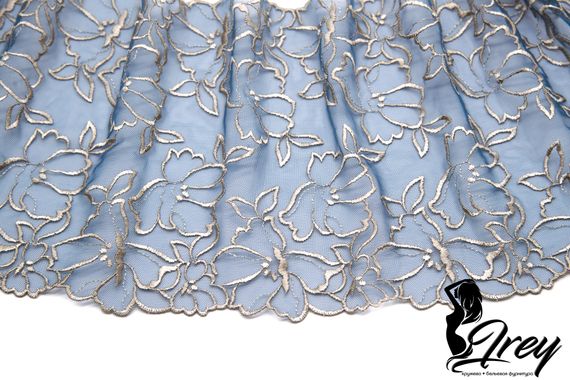 05-108 Вышивка на эл. сетке 18 см, синий/золото