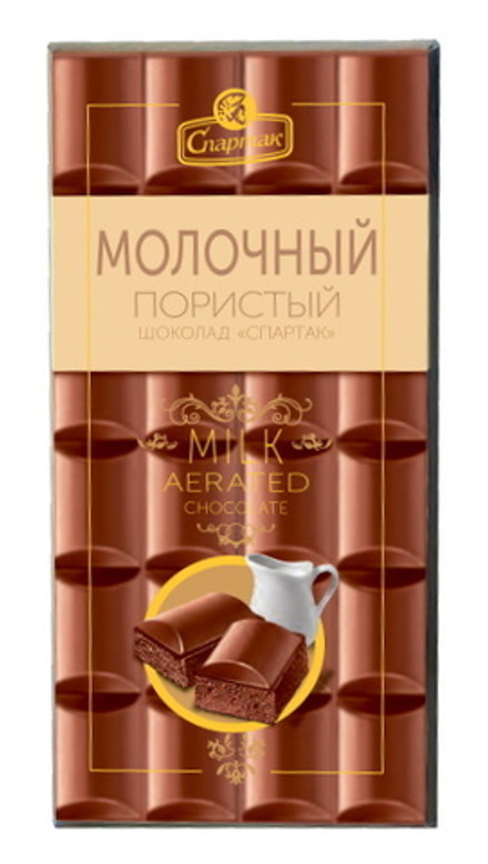 Шоколад "Спартак" 70г. Молочный пористый Пенал