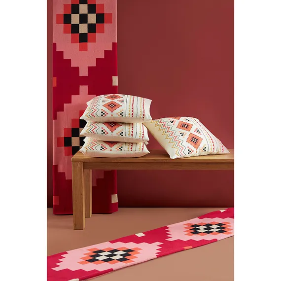 Плед из хлопка по мотивам башкирских орнаментов из коллекции cultural heritage, 130х180 см