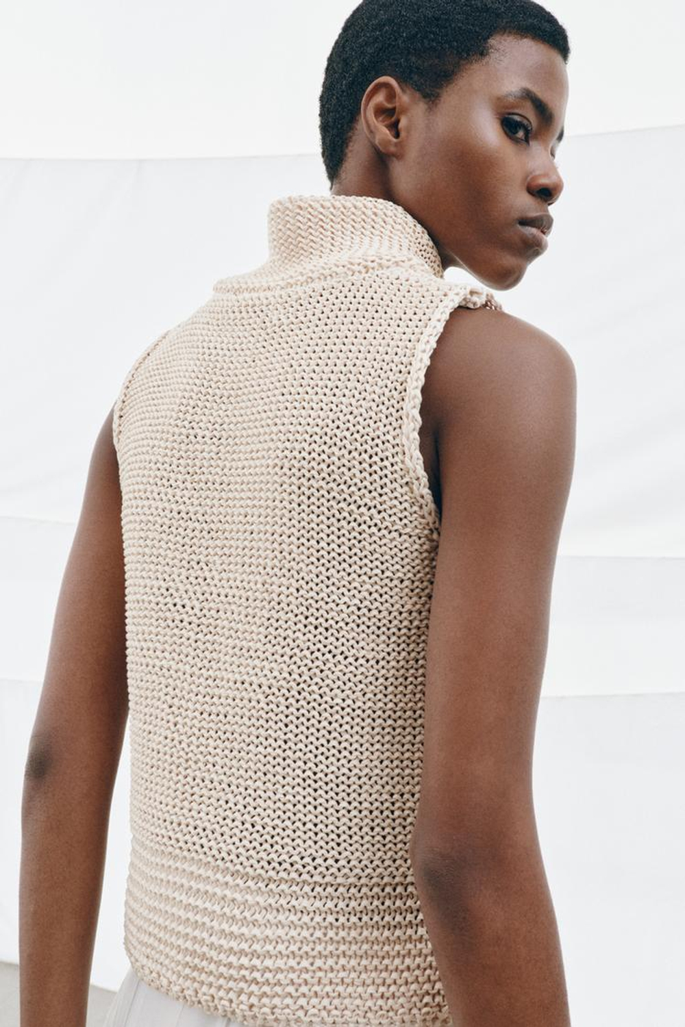 ZARA ТОП КРУПНОЙ ВЯЗКИ, ЭКРЮ