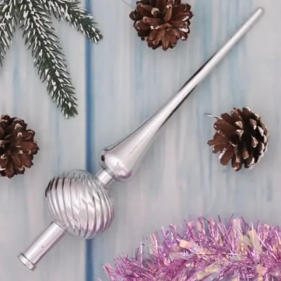 Верхушка на ёлку 28 см «Волна», Серебро