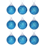 Новогодние шары 3 см (набор 9 шт) "Блестящее напыление", голубой (Серпантин)