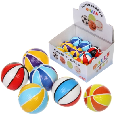 Мяч 6,3 см «Баскетбол» (антистресс) попрыгун, микс СТИКЕР НА ШОУ-БОКС