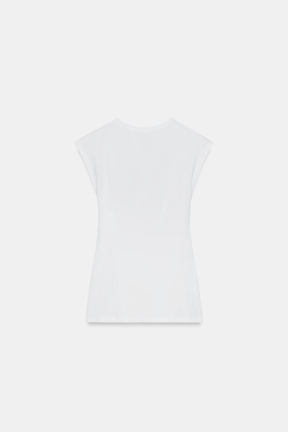 ZARA ХЛОПКОВАЯ ФУТБОЛКА, БЕЛЫЙ