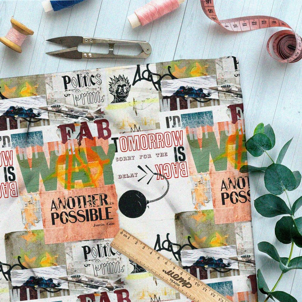 Ткань ниагара коллаж в стиле «лофт»