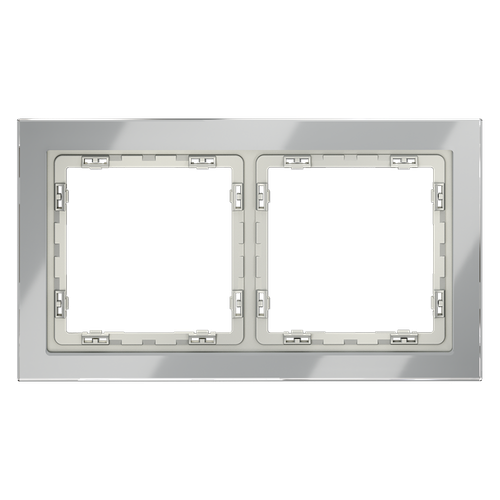 Рамка стеклянная VOLTUM S70 на 2 поста, (сталь, стекло)