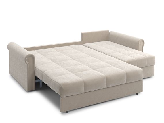 Диван угловой с оттоманкой Палермо 1,4 - Velutto 17 бежевый/кант Velutto 17 бежевый