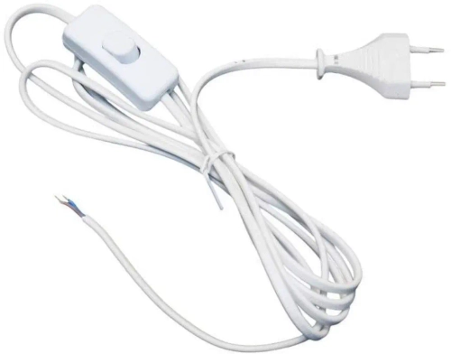 Шнур сетевой с вилкой и выключателем для бра ШВВП 2х0,75 1.7м 6А