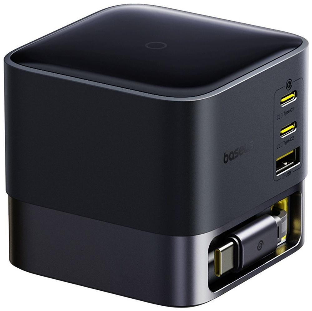 Зарядное устройство Baseus Super GaN Desktop with Retractable Cable 3C+U 100W USB Type-C, USB черный