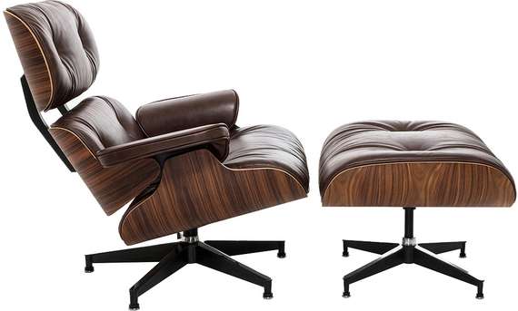 Кресло с оттоманкой Eames Lounge Premium, состаренная кожа