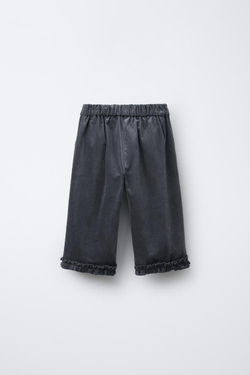 ZARA БАРХАТНЫЕ БРЮКИ-КЮЛОТЫ, СЕРО-СИНИЙ