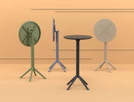 Стол пластиковый барный складной Sky Ø60 черный