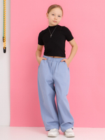 Брюки багги деним, голубые