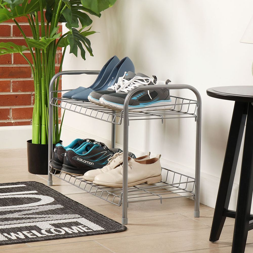 Полка для обуви, мет-л, 2 секц, 66х28х44 см, сер, Nika, ЭТ3/С