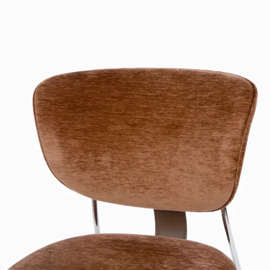 Обеденный стул Murten мягкая терракотовая обивка, металлический каркас хром