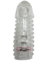 Прозрачная стимулирующая насадка на пенис с вибро-пулькой (Цвет: прозрачный)