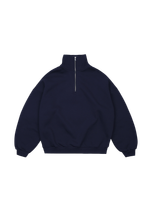 Свитшот с воротником на молнии с начесом (темно-синий)