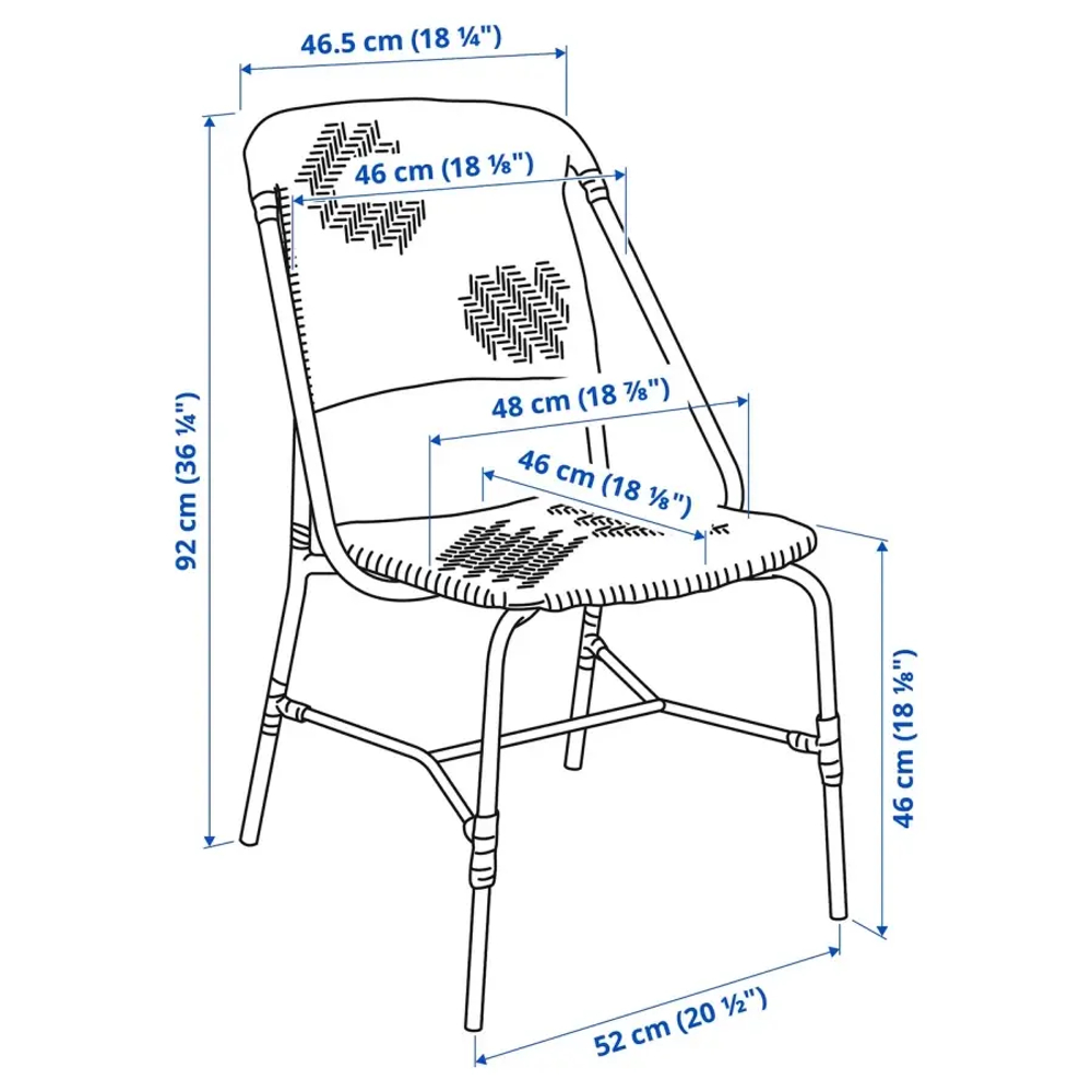 Стул для дома и улицы - IKEA VASSHOLMEN, 92x50x68см, черный, ВАССХОЛЬМЕН ИКЕА