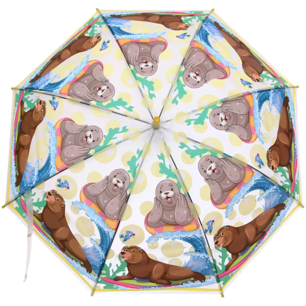 Зонт детский полуавтомат «Тюленчик», 8 спиц, d-80см, длина в слож. виде 65см