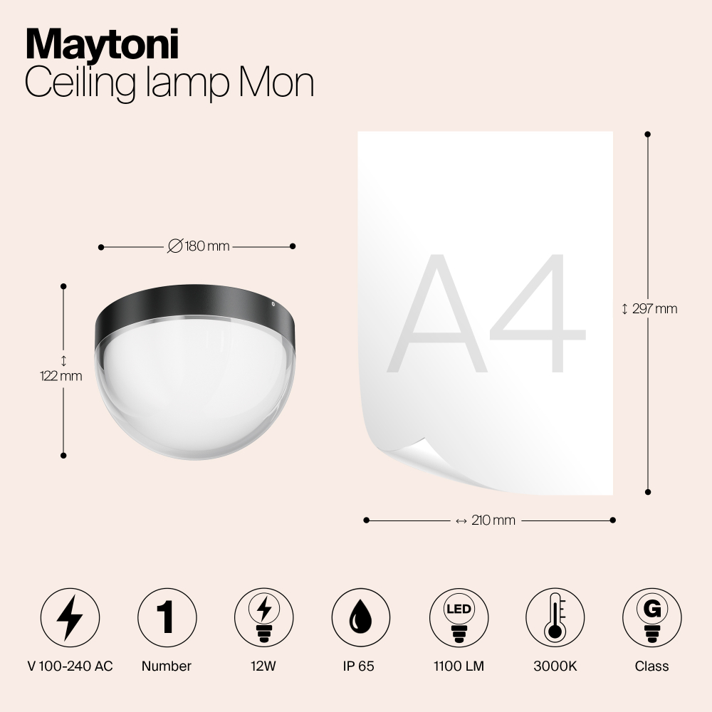 Уличный потолочный светодиодный светильник Maytoni Mon O438CL-L12GF3K