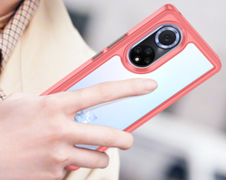Двухкомпонентный прозрачный чехол с красными рамками для Honor 50 и Huawei Nova 9, мягкий отклик кнопок