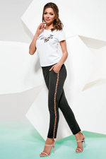 Брюки Isla с кармашками и леопардовыми лампасами (Размер: S) (Цвет: черный)