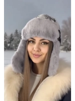 шапка зимняя ушанка вязаная с мехом
