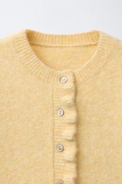 ZARA КАРДИГАН С ВОЛАНАМИ, ЖЕЛТЫЙ