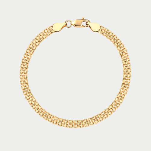 Браслет полновесный цепной из желтого золота 585 пробы с плетением "Двойной Бисмарк" без вставок (арт. НБ 15-073 0.35)