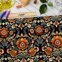 Ткань таффета викторианский цветочный орнамент