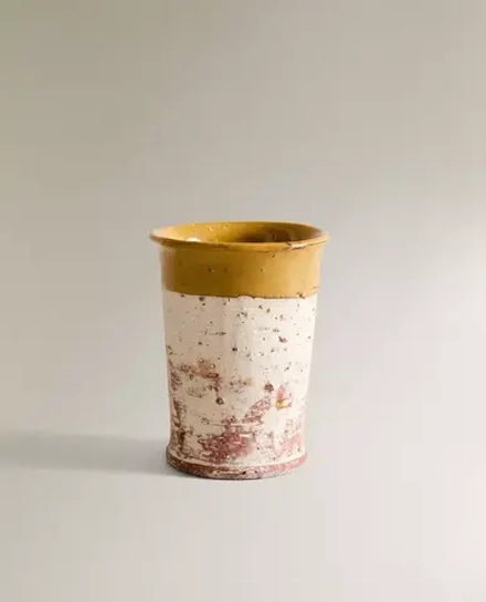 ZARA HOME СТАКАН ДЛЯ ЗУБНЫХ ЩЕТОК ИЗ ТЕРРАКОТЫ, ЖЕЛТО-КОРИЧНЕВЫЙ