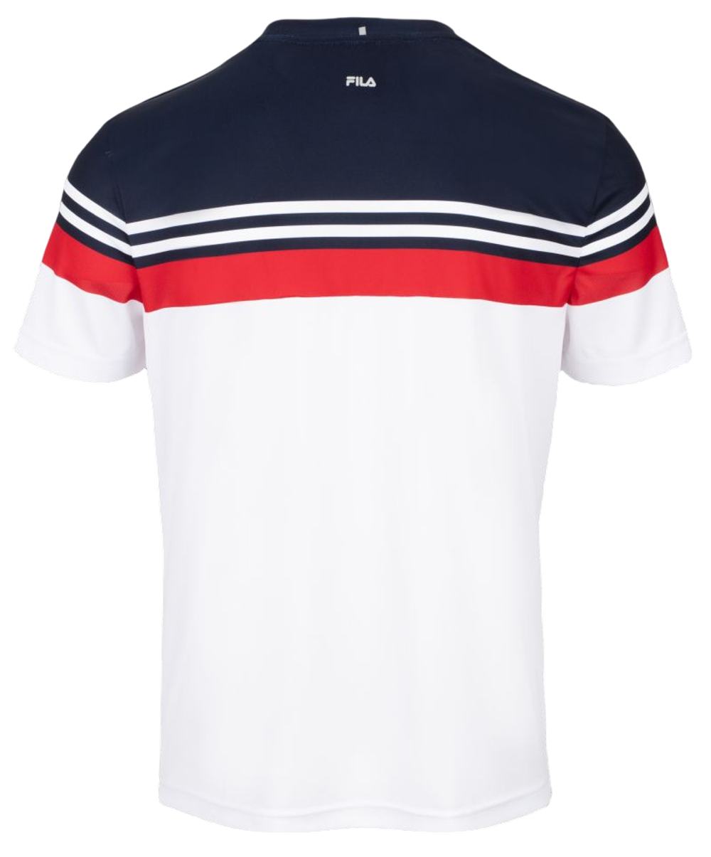 Футболка для мальчика теннисная Fila T-Shirt Malte Boys - white/fila red/navy
