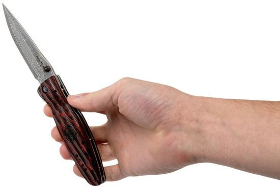 Складной нож Mcusta Ieyasu Tokugawa Damascus Staminawood Handle MC-0183D c клинком из стали VG-10 San Mai (Laminated Stainlesss Damascus) рукоять дерево