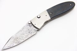 Нож Буди Вэстона Дамаск карбон синий Buddy Weston customфотография - 1