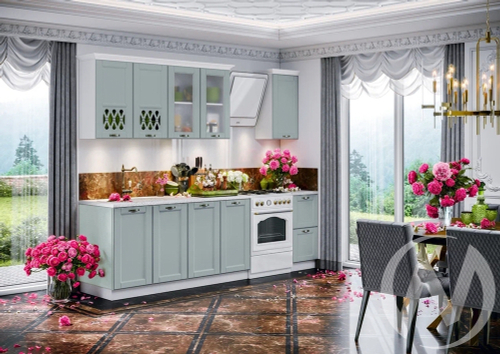 Кухня Милано 2;0м (белый/шарли бриз/антарес) Компоновка №2