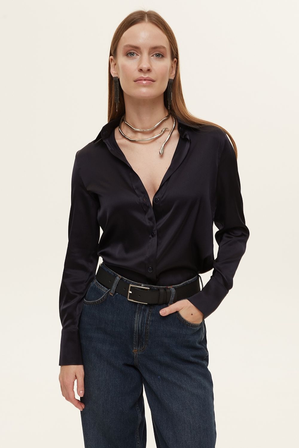 Рубашка Кельн синий шелк