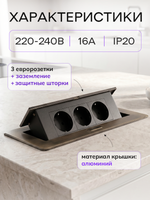 Горизонтальная тройная розетка, бронзовая