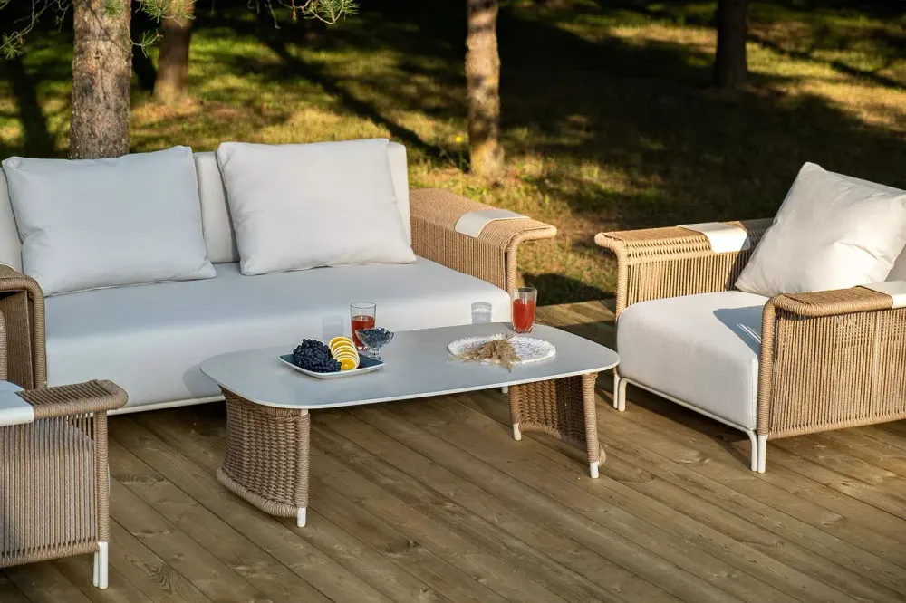 "Мальдивы" лаунж-зона из искусственного ротанга, цвет соломенный