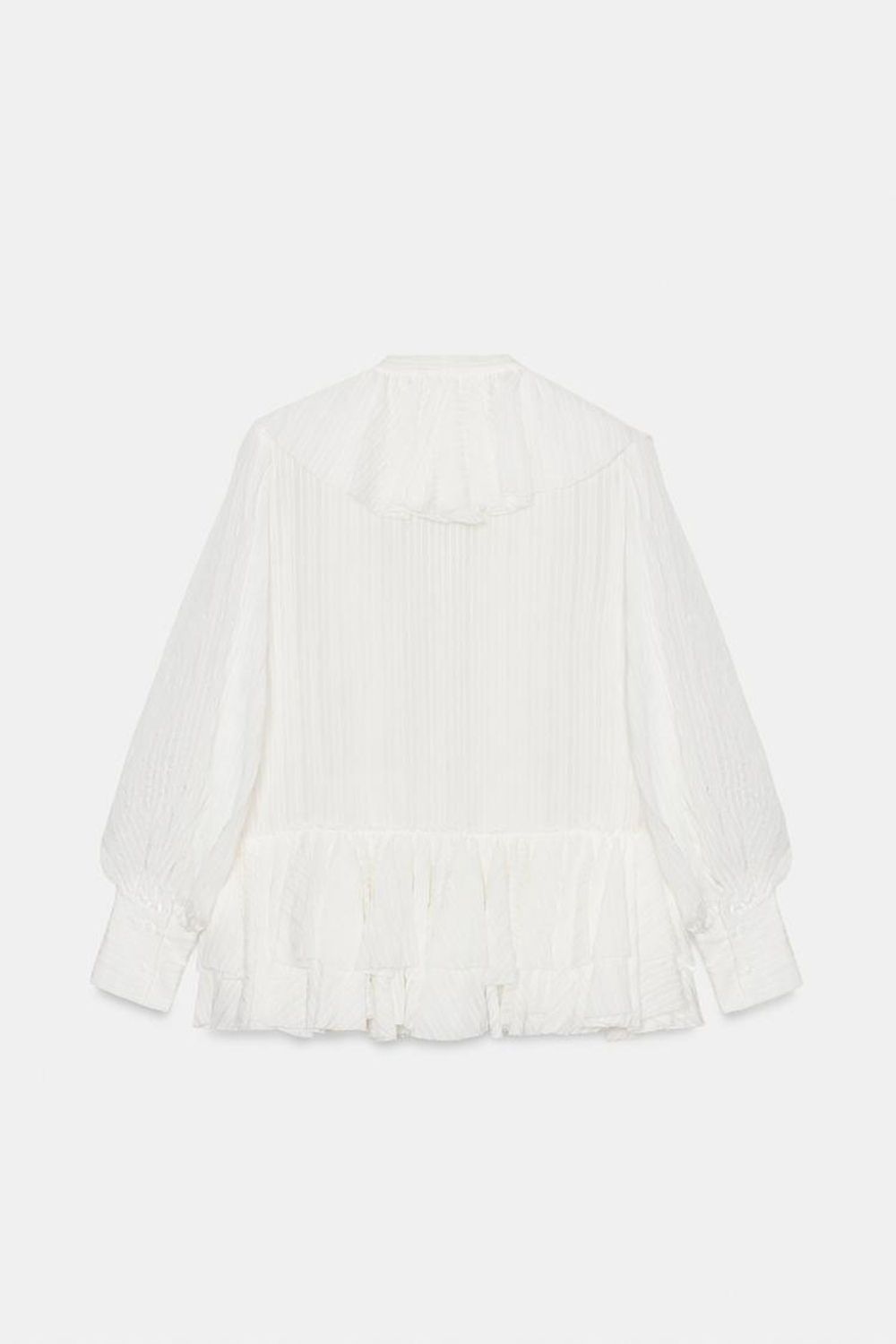 ZARA РУБАШКА С ВОЛАНАМИ ZW COLLECTION, БЕЛЫЙ