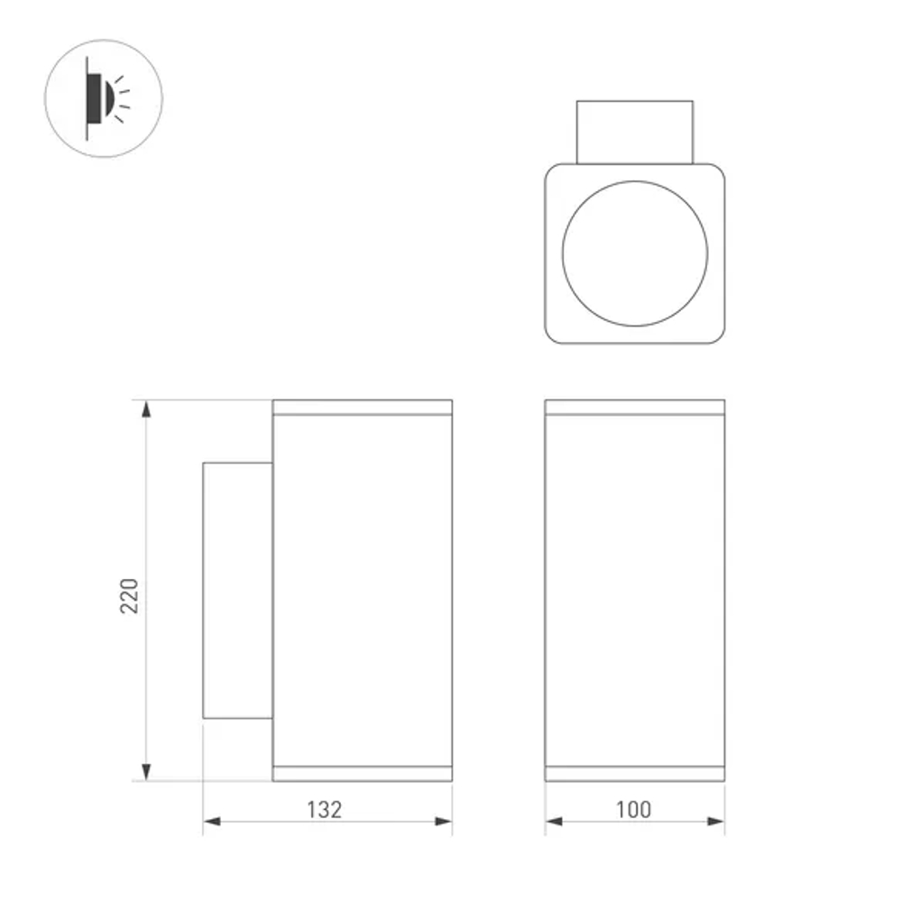 Светильник LGD-EVO-WALL-TWIN-S100x100-2x12W Warm3000 (GR, 44 deg, 230V) (Arlight, IP54 Металл, 3 года) 046195