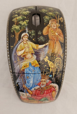 Мышь беспроводная, складная "Сказка о золотом петушке" N3