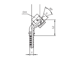 Фитинг DN 06 BSP (Г) 1/2 (45)  (штифтованная гайка) (o-ring)