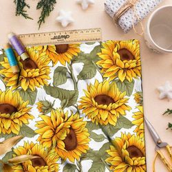 Ткань премиум флис крупные подсолнухи