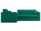 Диван угловой с Баром Неаполь 1,8 - Velutto 33 изумрудный/ коричневая накладка