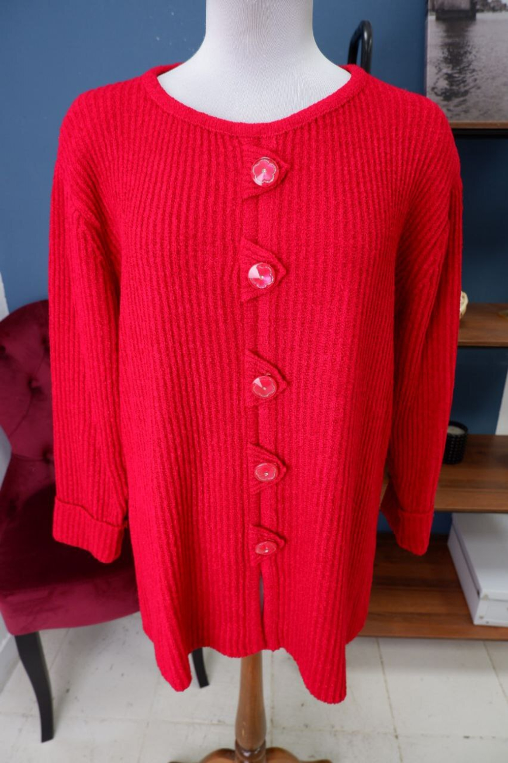 Кардиган красного цвета 52 размер