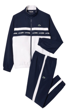 Мужской теннисный костюм Lacoste Sportsuit Logo Stripe Tennis Tracksuit - navy blue/white