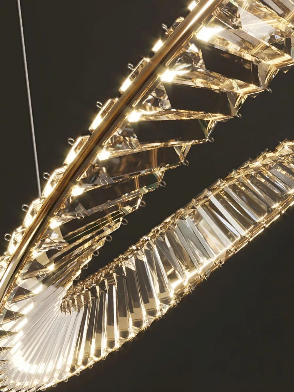 Люстра подвесная светодиодная Lanbos, LED 50 Вт, 60 см диаметр, золотая