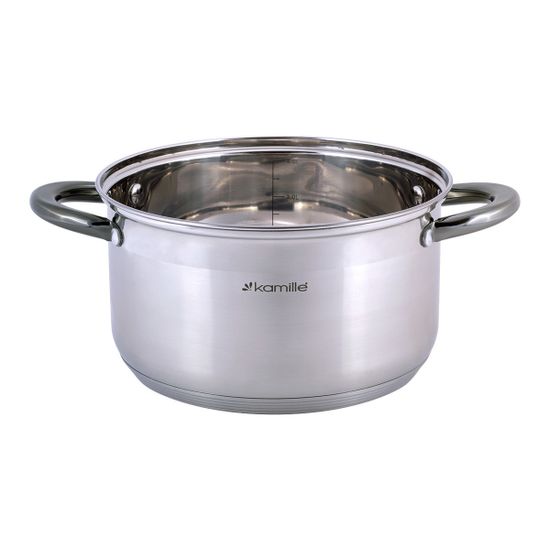 Кастрюля 4,5 л. из нержавеющей стали Kamille KM 4923 с черными ручками